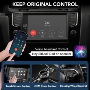 WOLIOS Wireless Carplay Adapter for Factory Wired CarPlay Apple Carplay Wireless Adapter Plug & Play Wired to Wireless CarPlay Dongle 2024 Update Low Latency