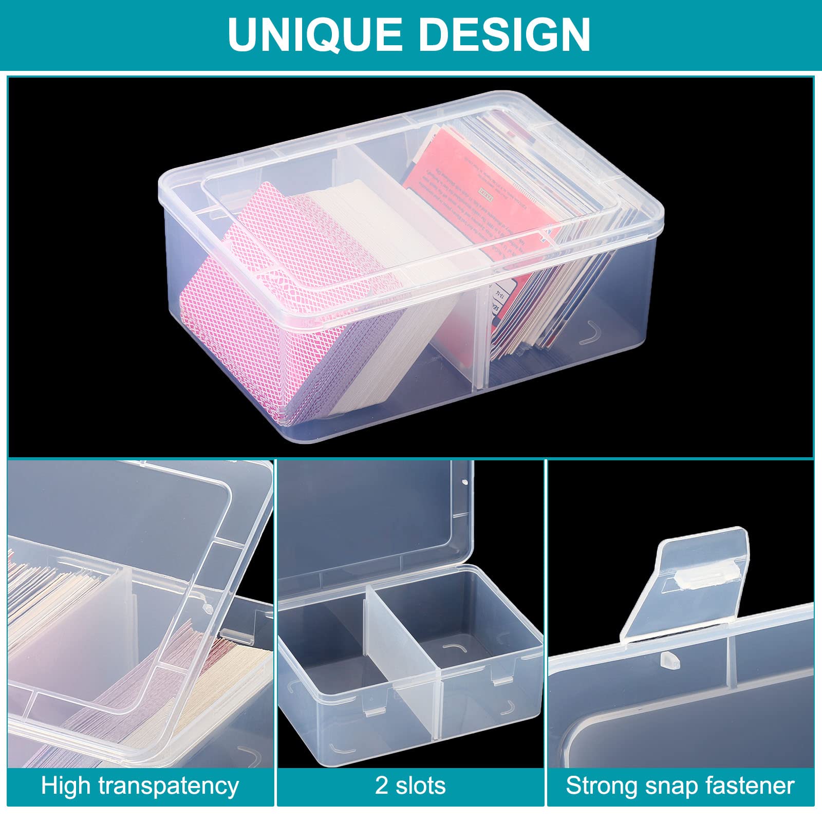 PATIKIL 1200+ Baseball Card Storage Box, 4 Pack Clear Sports Cards Holder Organizer, Plastic Display Case Container for Baseball Basketball Football