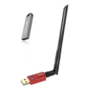 usb wifi wireless adapter for pc 1200mbps qgoo usb 3.0 network wifi dongle 802.11 ac with dual band 5dbi high gain antenna for desktop windows 11/10/8.1/8/7(crimson red)