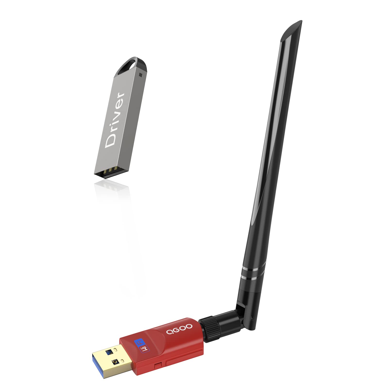 USB WiFi Wireless Adapter for PC 1200Mbps QGOO USB 3.0 Network WiFi Dongle 802.11 ac with Dual Band 5dBi High Gain Antenna for Desktop Windows 11/10/8.1/8/7(Crimson Red)