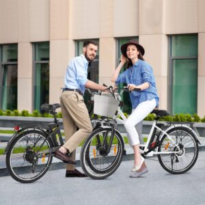 PEXMOR Electric Bike for Adults, 350W (Peak 500W) City Commuter Ebike w/36V 12.5AH Removable Battery, 26" Cruiser Electric Bicycle 6-Speed | Dual Shock Absorber, Complies to UL2849