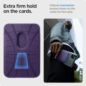 Spigen Magnetic Wallet Card Holder Designed for MagSafe Compatible with iPhone 15, iPhone 14, iPhone 13, iPhone 12 Models - PU Purple (3-Cards)