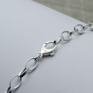 Oval Link Charm Bracelet in 925 Sterling Silver (7.0, Rhodium Plated Sterling Silver)