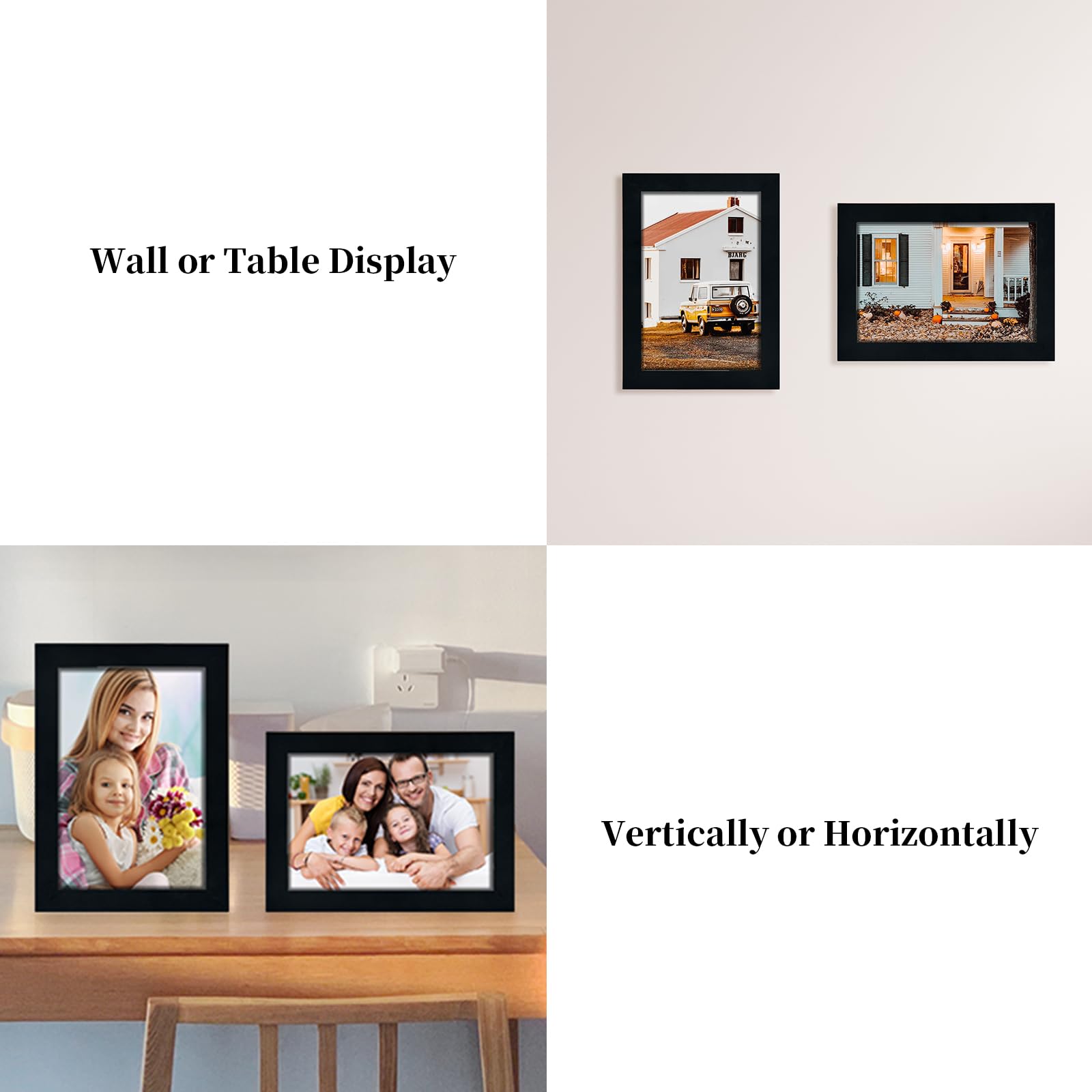 HappyHapi 4x6 Picture Frame 2 Pack Photo Picture Frame with Real Glass for Wall or Tabletop Display Decor 4x6 Frames Collage for Photos/Artwork/Paintings (Black)