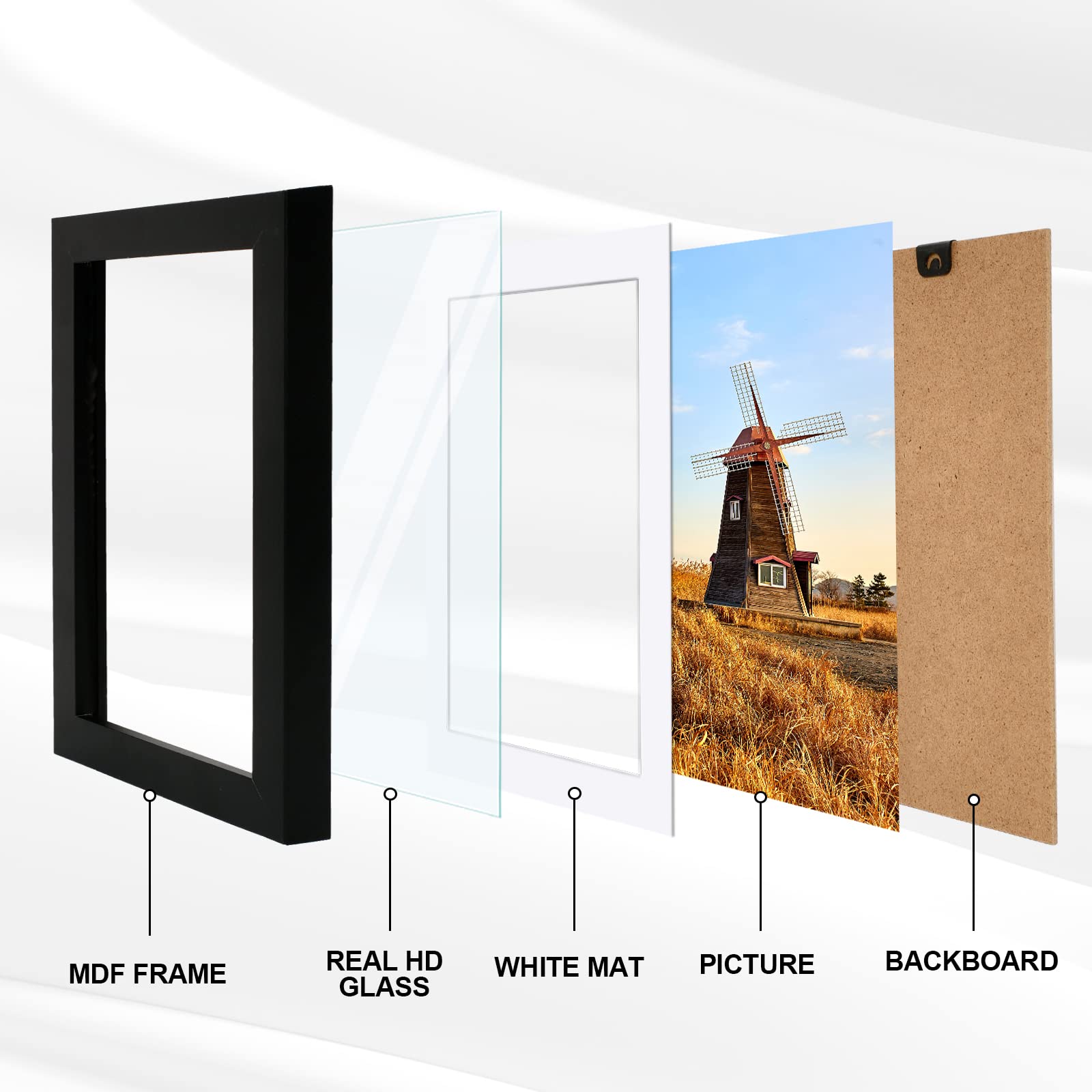 HappyHapi 4x6 Picture Frame 2 Pack Photo Picture Frame with Real Glass for Wall or Tabletop Display Decor 4x6 Frames Collage for Photos/Artwork/Paintings (Black)