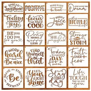 Word Stencils for Painting On Wood Sign Canvas Fabric, Reusable Welcome Farmhouse Burning Inspirational Art Craft Paint Stencil for Shirt Family Furniture Wall Card Making (20 Word 8in)