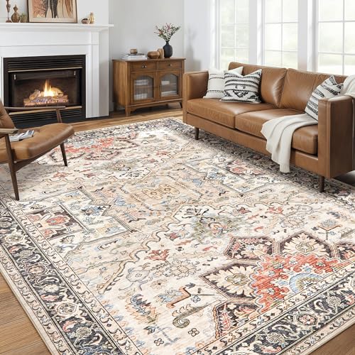 homewill 8x10 Area Rugs for Living Room Bedroom Nursery, Large Carpet Ultra Thin Soft Washable Oriental Vintage Floral Distressed Rug Big Indoor Carpets for Room Dorm Home Decor Aesthetic - Multi