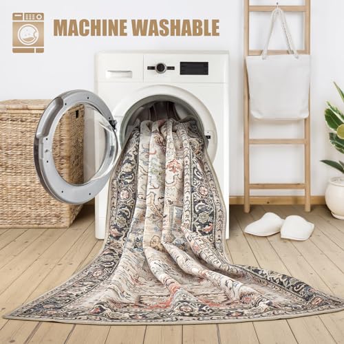 homewill 8x10 Area Rugs for Living Room Bedroom Nursery, Large Carpet Ultra Thin Soft Washable Oriental Vintage Floral Distressed Rug Big Indoor Carpets for Room Dorm Home Decor Aesthetic - Multi