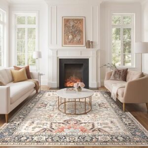 homewill 8x10 Area Rugs for Living Room Bedroom Nursery, Large Carpet Ultra Thin Soft Washable Oriental Vintage Floral Distressed Rug Big Indoor Carpets for Room Dorm Home Decor Aesthetic - Multi