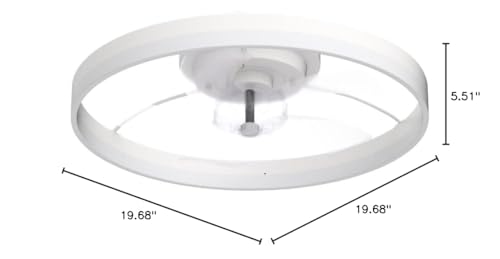 STERREN Ceiling Fans with Lights,20" Low Profile Ceiling Fan with Remote Control, Modern Flush Mount Ceiling Fan,White Fan Light for Bedroom, Living Room,Kitchen,Small LED Ceiling Light Fixture