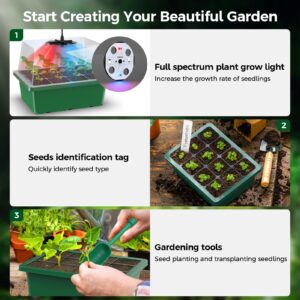 【Upgraded Height】 Seed Starter Tray with Grow Light - 6 Pcs Seed Starter kit, Seedling Starter Trays with Humidity Dome, Plant Germination Kit for Seed Starting(12 Cell Per Tray)