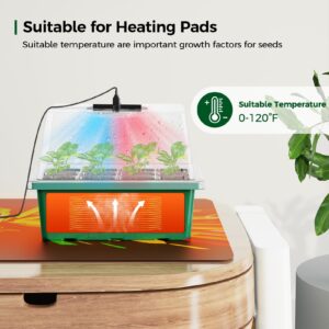 【Upgraded Height】 Seed Starter Tray with Grow Light - 6 Pcs Seed Starter kit, Seedling Starter Trays with Humidity Dome, Plant Germination Kit for Seed Starting(12 Cell Per Tray)