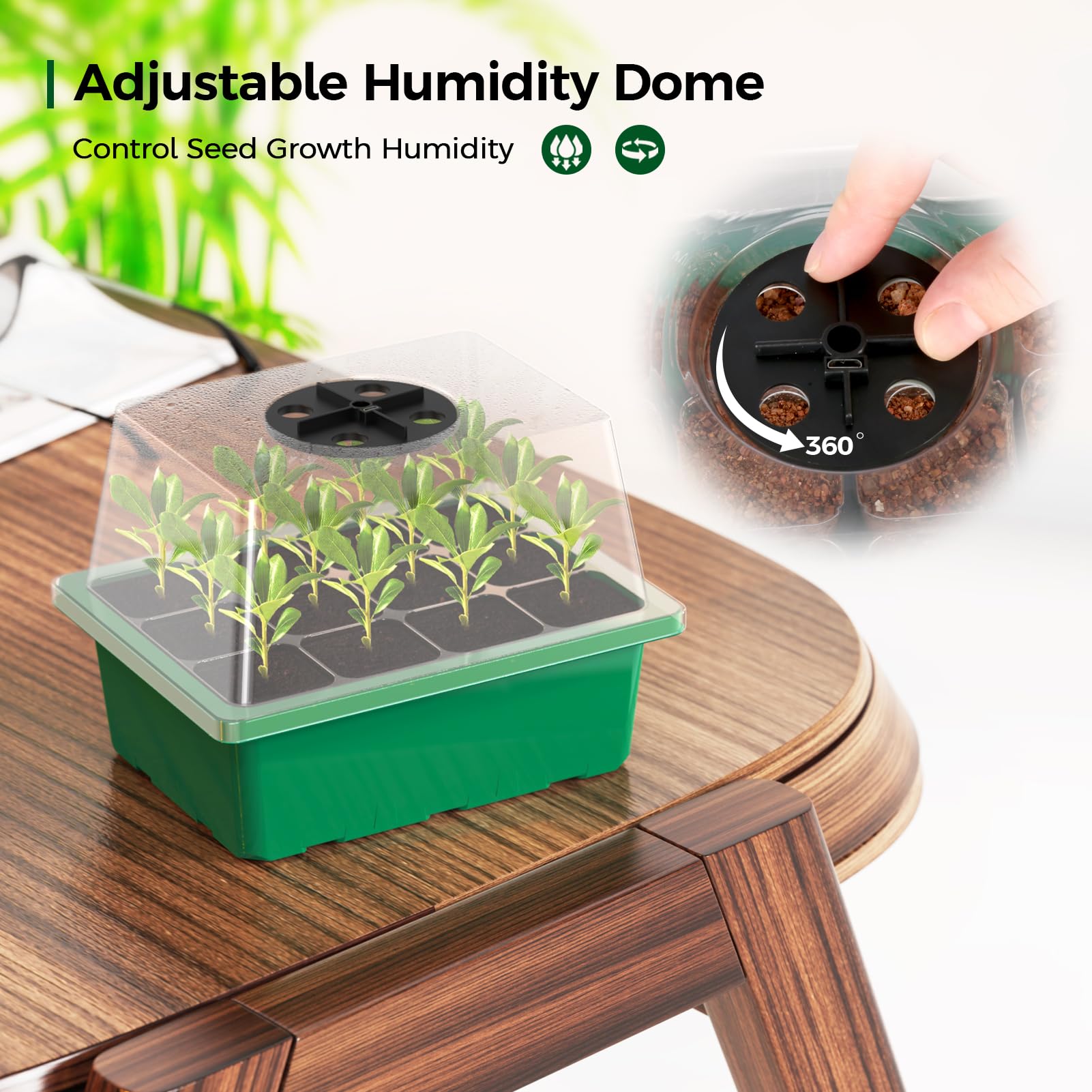 【Upgraded Height】 Seed Starter Tray with Grow Light - 6 Pcs Seed Starter kit, Seedling Starter Trays with Humidity Dome, Plant Germination Kit for Seed Starting(12 Cell Per Tray)