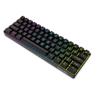 snpurdiri 60% gaming keyboard,rgb compact small wired office membrane keyboard for windows laptop pc mac - black