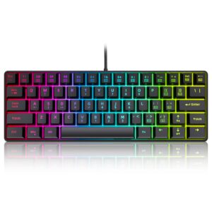 Snpurdiri 60% Gaming Keyboard,RGB Compact Small Wired Office Membrane Keyboard for Windows Laptop PC Mac - Black