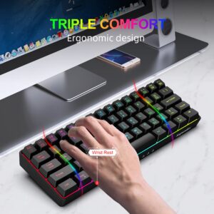 Snpurdiri 60% Gaming Keyboard,RGB Compact Small Wired Office Membrane Keyboard for Windows Laptop PC Mac - Black