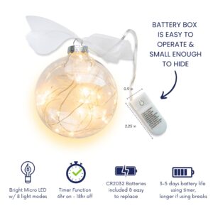 30th Birthday Lighted Christmas Ornament, Cheers to 30 Years Gift for Him & Her, Turning Thirty Years, Transparent Disc-Shaped Bauble with LED Fairy Lights, Battery Operated