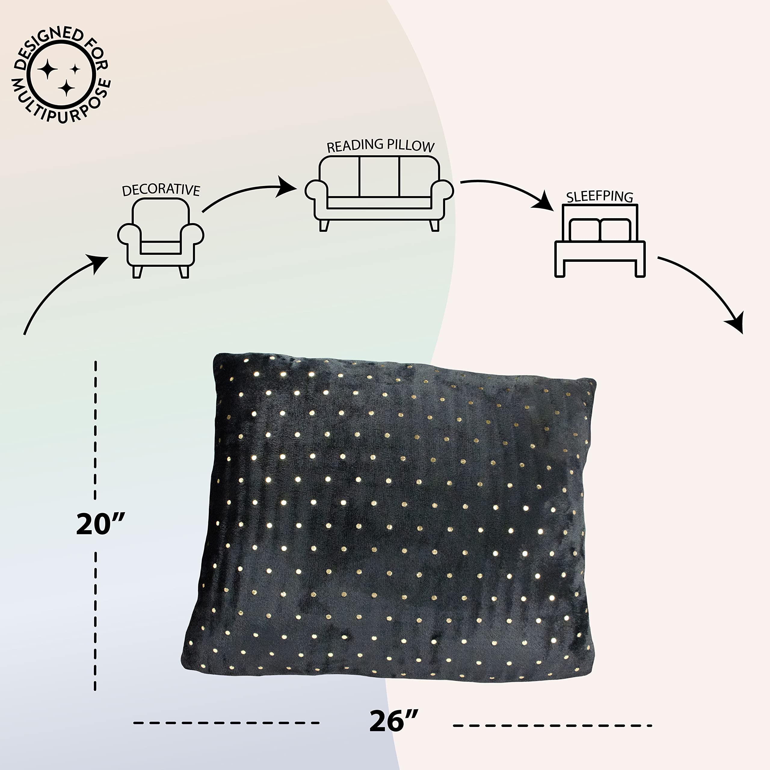 Urban Lifestyle Gold Foil Jumbo Pillow, Black