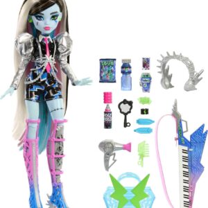 Monster High Doll, Amped Up Frankie Stein Rockstar with Instrument & Performance-Themed Accessories Like Headphones