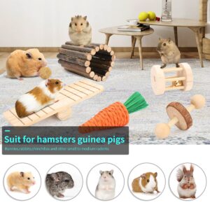 YIXUND Hamster Cage Accessories, 12 Different Chew Toys for Guinea Pig, Chinchillas, Gerbils, Mice, Rats, Mouse, Rabbit, Bunny Hideout Seesaw, Natural Molar Tools