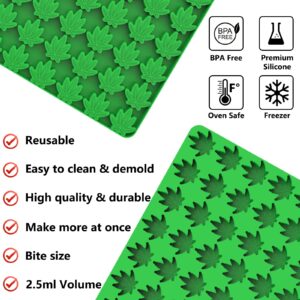 Marijuana Cannabis Hemp Leaf Silicone Molds with 70 Cavities Shaped for Pot Chocolate Candy Gummy, with Baking Scraper