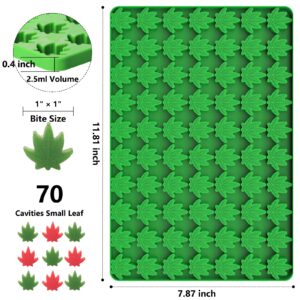 Marijuana Cannabis Hemp Leaf Silicone Molds with 70 Cavities Shaped for Pot Chocolate Candy Gummy, with Baking Scraper