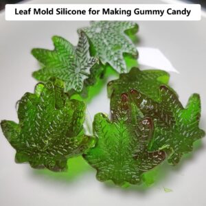 Marijuana Cannabis Hemp Leaf Silicone Molds with 70 Cavities Shaped for Pot Chocolate Candy Gummy, with Baking Scraper