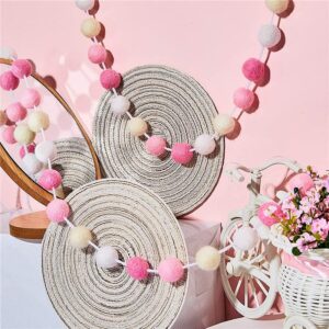 3PCS/Set Boho Tassel Garland, BetterJonny Boho Tassel Garland Tassel Wall Hanging Decor Pastel Tassel Banner with Wood Beads and 2Pcs Pom Pom Garland Felt Ball Garland for Home and Outdoor Decor