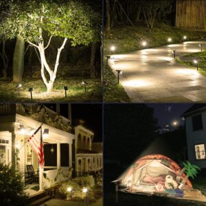 LOONHIM Solar Spot Lights Outdoor Garden IP65 Waterproof, 45 LEDs USB & Solar Powered Landscape Spotlight, 3 Modes Warm White Auto ON/Off House Lights, Bright Lighting for Yard, Tree, Flagpole, 4 Pack