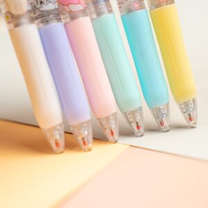 JieJiefa 6Pcs Cartoon Cat Ballpoint Pens Kitty Cute Anime Gel Pen Black Ink 0.5mm Kawaii School Supplies Gifts for Girls Women Teens