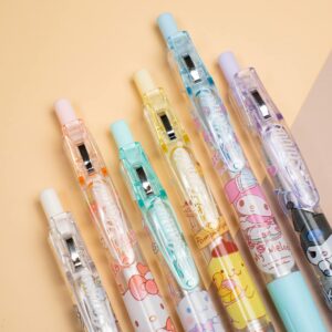 JieJiefa 6Pcs Cartoon Cat Ballpoint Pens Kitty Cute Anime Gel Pen Black Ink 0.5mm Kawaii School Supplies Gifts for Girls Women Teens