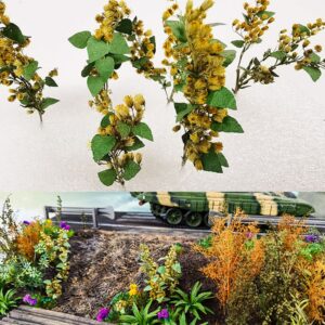 Cayway Flower Vegetation Groups Grass Tufts Set Yellow Flower Cluster Model Miniature Static Scenery Model for DIY Architecture Building Garden Scenery Landscape