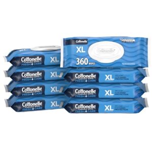 cottonelle xl flushable wet wipes, adult wipes large, 8 flip-top packs, 45 wipes per pack (360 total wipes), packaging may vary