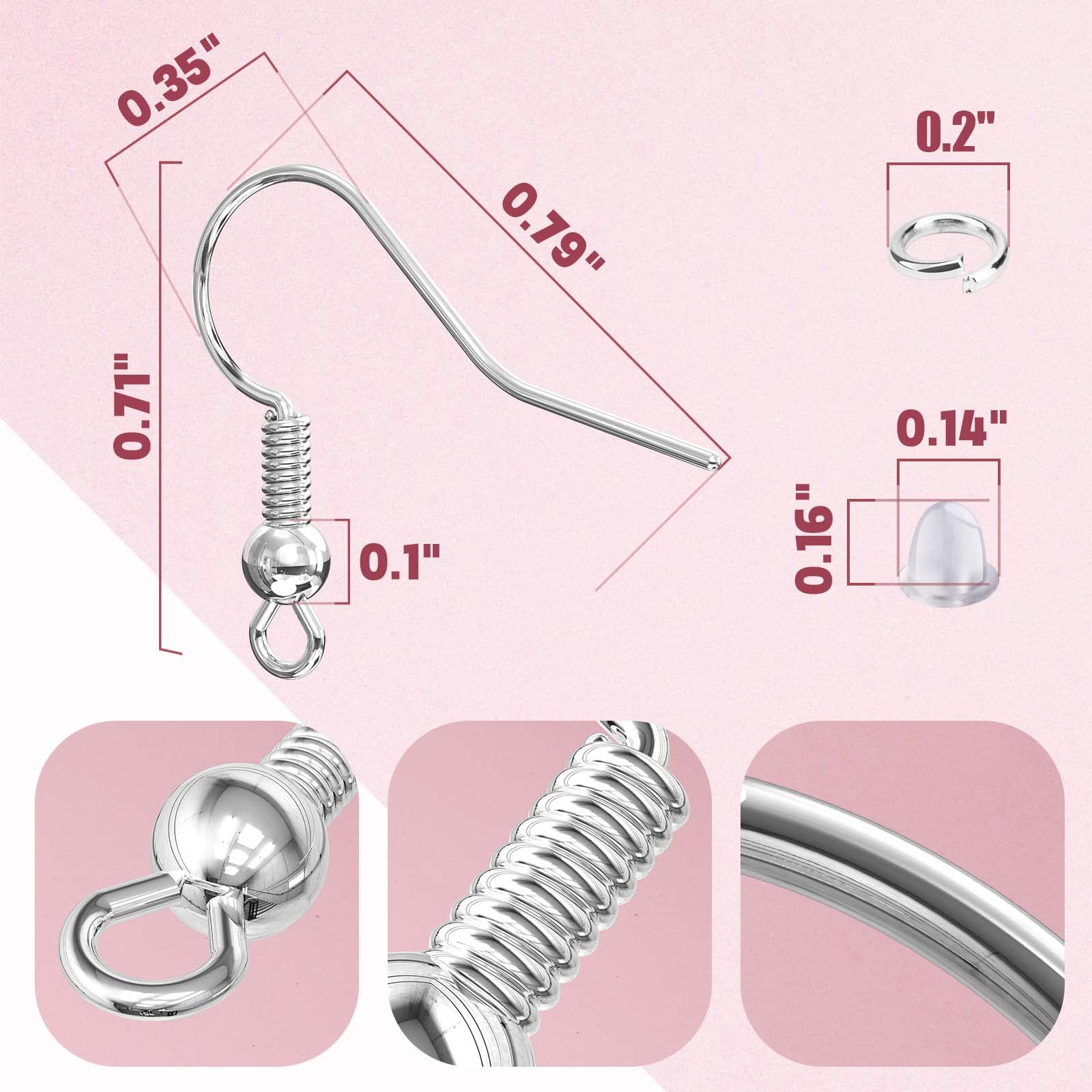 Hypoallergenic Earring Hooks, 600 Pcs Earring Making Supplies Kit with Earring Hooks, Jump Rings and Earring Backs for Jewelry Making (Silver and Gold)