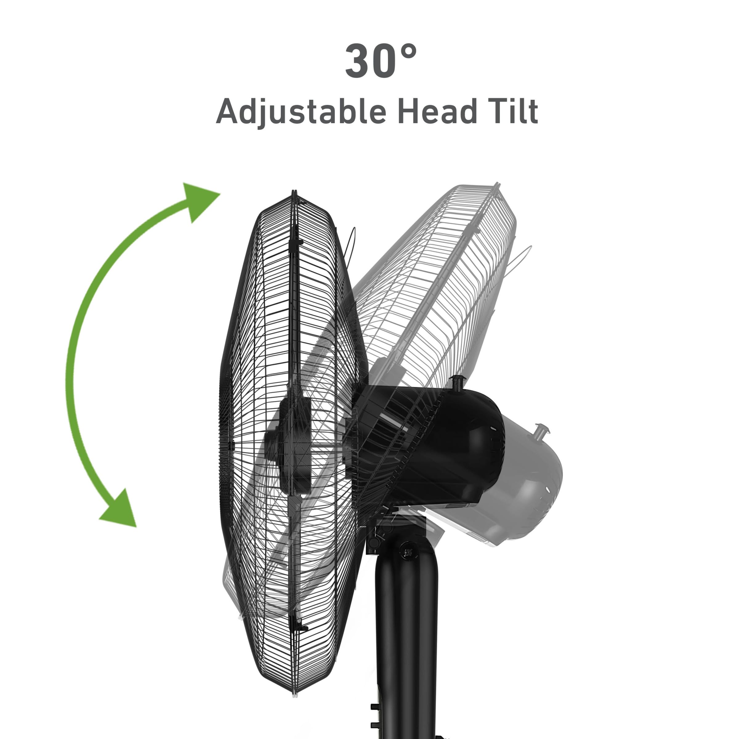 HOLMES 18" Stand Fan, 75° Oscillation, 3 Speeds, 5 Blades, Adjustable Height, 25° Head Tilt, Ideal for Home, Bedroom or Office, Black