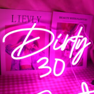 QiaoFei Led Dirty 30 Pink Neon Sign Letters USB Powered with Dimmer Switch Neon Lights for Girls Room Home Art Wall Decor 30th Birthday Party Window Living Room Decor Birthday Gift(Pink)