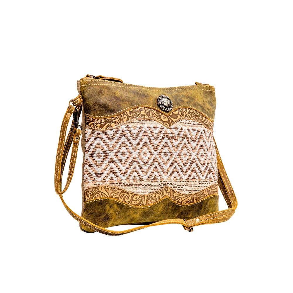 Myra Bag Western Leather Crossbody Bag for Women - Upcycled Canvas Shoulder Bag with Handle Razia