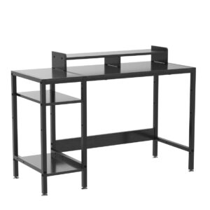 MINOSYS Computer Desk - 47” Gaming Desk, Home Office Desk with Storage, Small Desk with Monitor Stand, Storage Space-Savor, Modern Table, Black.