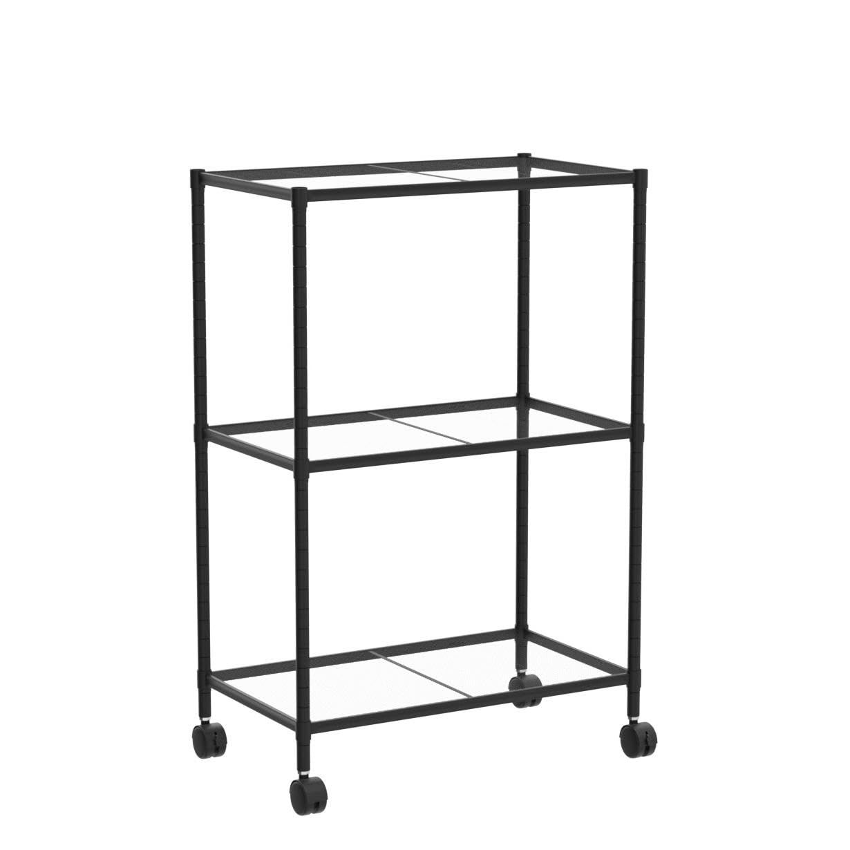 OVICAR 3-Tier Wire Storage Shelves, Adjustable Shelving Units with Wheels, Steel Metal Storage Rack for Kitchen Pantry Closet Bathroom Laundry, Durable Organizer Garage Tool Storage Shelf