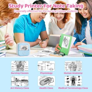 Ponek T02 Mini Sticker Printer - Wireless Sticker Maker Machine, Receipt Printers Pocket Mini Printer for iPhone, Mini Thermal Printer with 3 Rolls Thermal Paper for Journal, Memo, Photo