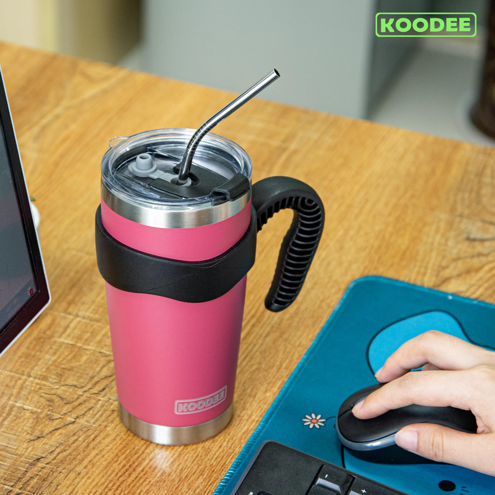 koodee Handle for 20 oz Tumbler-Fit for Yeti Rambler and More Tumbler Anti Slip Travel Mug Grip-Cup Holder