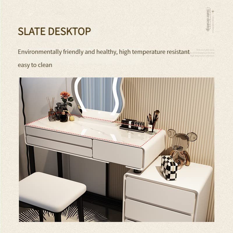 ZGNBSD Makeup Vanity - Vanity Desk with 9 Drawers, Modern & Simple Vanity Set, Including Led Smart Makeup Mirror and Acrylic Transparent Chair, Perfect for Her - Morning and Night (6 Drawers)