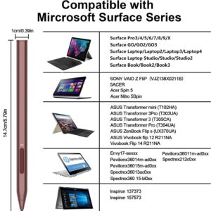 Stylus Pen for Microsoft Surface Pro9/8/7/6/5/4/3/X Surface Laptop/Book/Studio Surface 3/Go/Go2/Go3, 4096 Pressure Sensitivity, Pen for Surface with Magnetic Adsorption, Palm Rejection (Red)