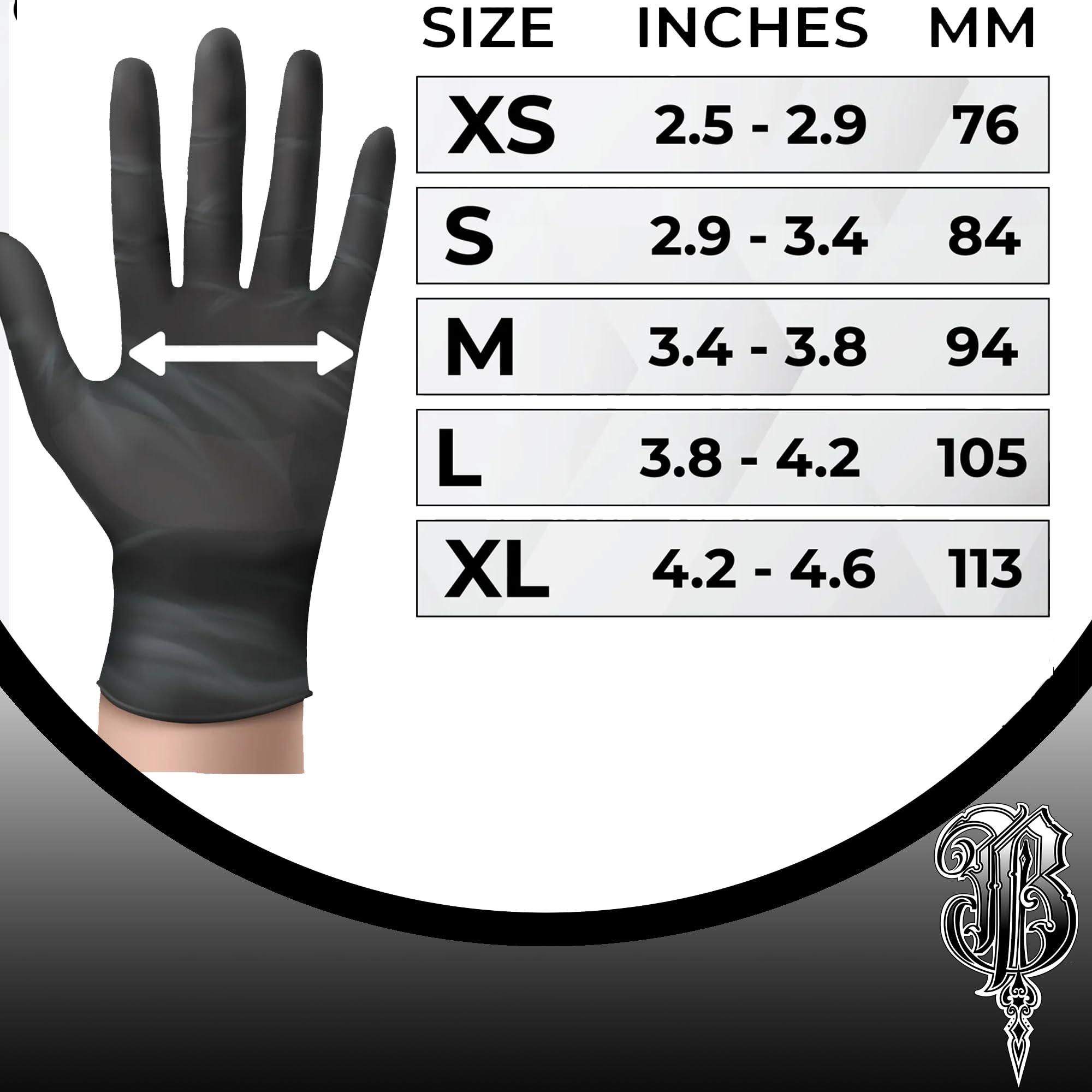 Blackwork Latex Exam Gloves -100ct Box- 6mil, Black, textured (1, Large)