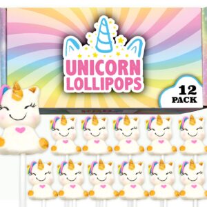 Unicorn Candy Lollipops (12 pieces) Individually Wrapped Suckers, Great for Unicorn Birthday, Party Favors, Candy Buffet, Pinata, Goodie Bags