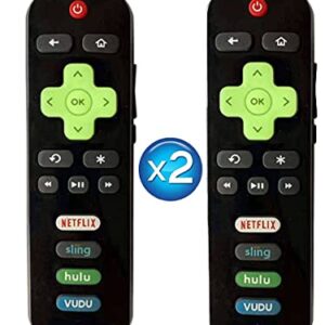 (Pack of 2) Replacement Universal Roku TV Remotes [Glow in The Dark], Compatible ONLY with Roku TV Model: TCL/Hisense/Onn/Sharp/Element/Westinghouse/and Philips Roku TV