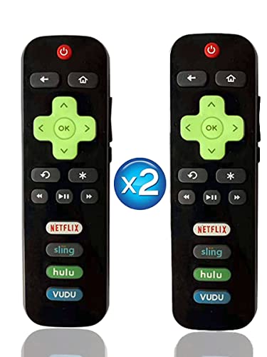 (Pack of 2) Replacement Universal Roku TV Remotes [Glow in The Dark], Compatible ONLY with Roku TV Model: TCL/Hisense/Onn/Sharp/Element/Westinghouse/and Philips Roku TV