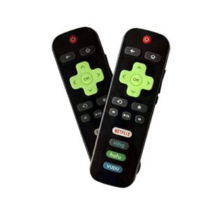 (Pack of 2) Replacement Universal Roku TV Remotes [Glow in The Dark], Compatible ONLY with Roku TV Model: TCL/Hisense/Onn/Sharp/Element/Westinghouse/and Philips Roku TV