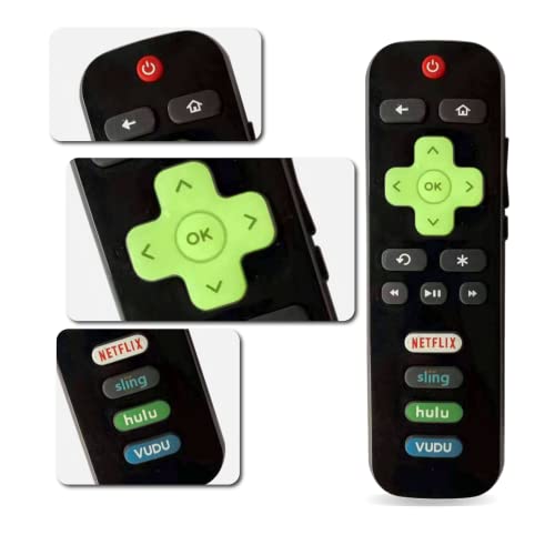 (Pack of 2) Replacement Universal Roku TV Remotes [Glow in The Dark], Compatible ONLY with Roku TV Model: TCL/Hisense/Onn/Sharp/Element/Westinghouse/and Philips Roku TV