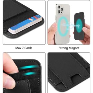 Upgraded for Magsafe Wallet, Strongest Magnetic Wallet, for iPhone Wallet Magsafe with 2 Card Slots, Magnetic Card Holder Wallet for iPhone 15/14/13/12 Series, Vegan Leather, Fit 7 Cards, Black